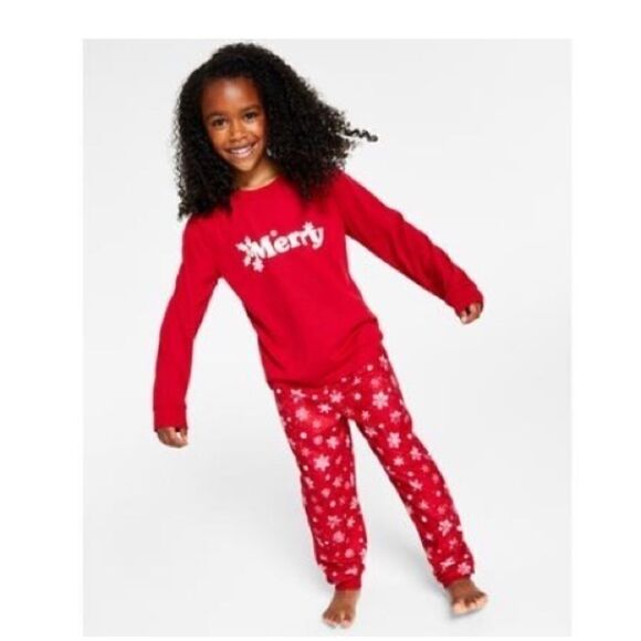 Family Pajamas Matching Kids Merry Snowflake Mix It holiday M(8) - Picture 5 of 9